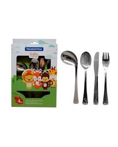 Jogo De Talheres Infantil Baby Friends 3Pc 1 Colher, 1 Garfo , 1 Faca E 1 Colher Curvada 100G